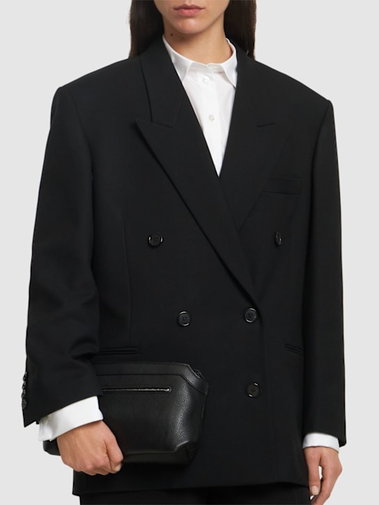 The Row: Terrasse shiny grain leather pouch - women_1 | Luisa Via Roma