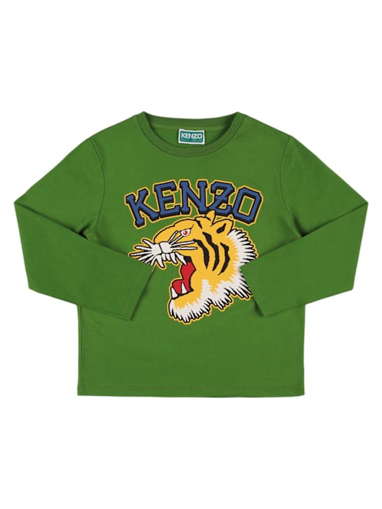 Kenzo Kids: コットンジャージー長袖Tシャツ - kids-boys_0 | Luisa Via Roma