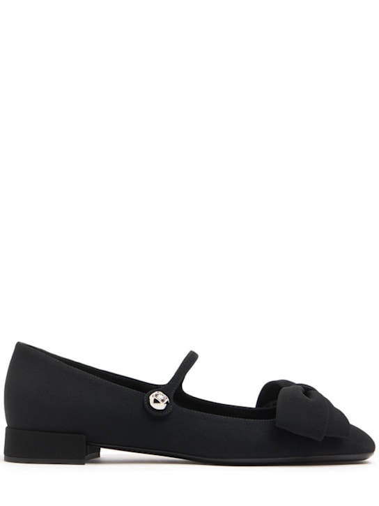 Valentino Garavani: 20mm Bowjane satin Mary Jane flats - women_0 | Luisa Via Roma