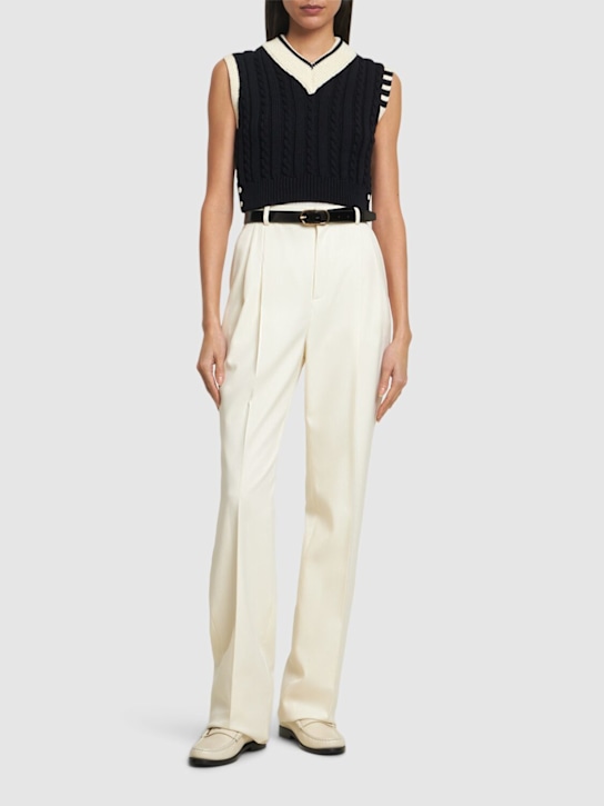 Thom Browne: Wool knit vest w/stripes - women_1 | Luisa Via Roma