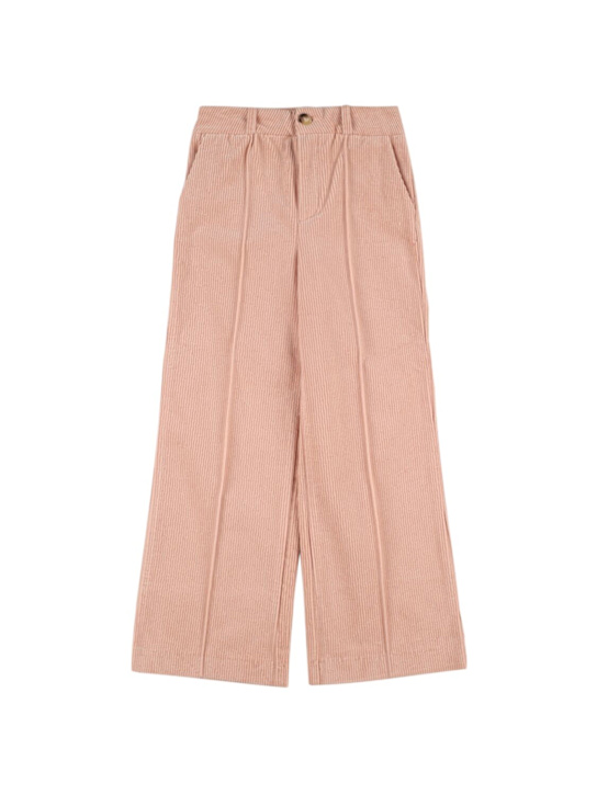 Chloé: Pantaloni in cotone millerighe - Rosa - kids-girls_0 | Luisa Via Roma