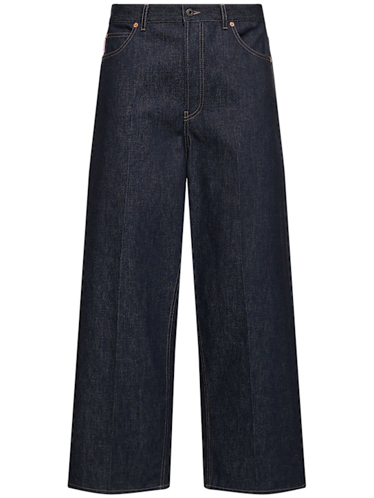 Valentino: Wide leg cotton denim jeans - Denim - men_0 | Luisa Via Roma