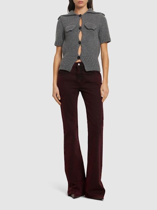McQueen: Wool blend short sleeved cardigan - Dark Grey - women_1 | Luisa Via Roma