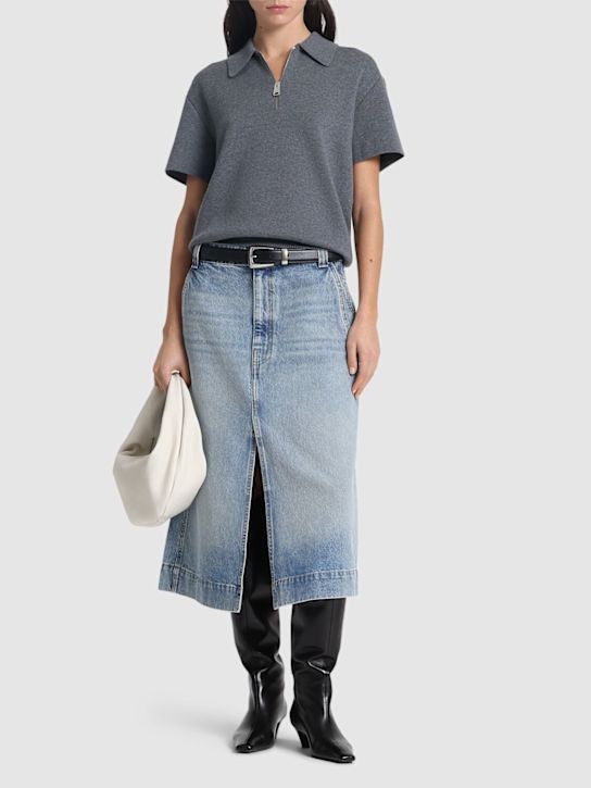 Khaite: Charlene cotton denim midi skirt - women_1 | Luisa Via Roma