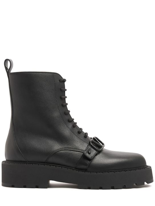 Valentino Garavani: 45mm Vlogo Signature leather boots - women_0 | Luisa Via Roma