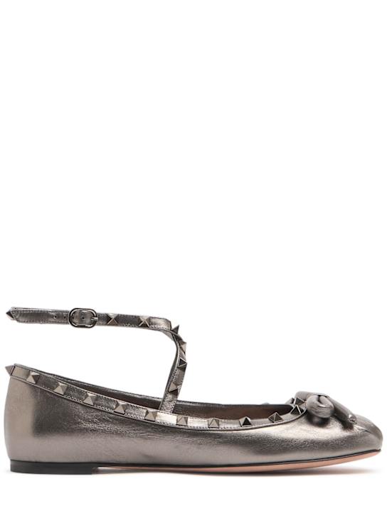 Valentino Garavani: 5mm Rockstud leather ballerinas - women_0 | Luisa Via Roma