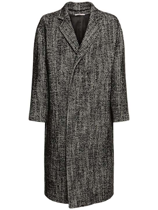 Valentino: Chevron long coat - Bianco Nero - men_0 | Luisa Via Roma