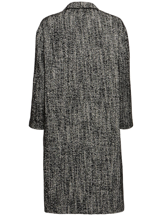 Valentino: Chevron long coat - Bianco Nero - men_4 | Luisa Via Roma