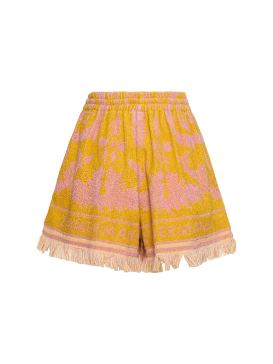 Zimmermann: Wylie法式毛圈布棉质短裤 - Mustard/Pink - women_4 | Luisa Via Roma
