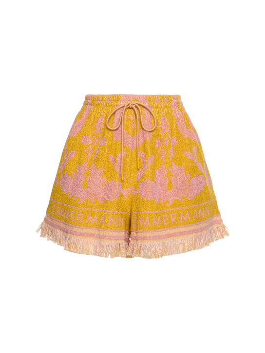 Zimmermann: Wylie French terry cotton shorts - Mustard/Pink - women_0 | Luisa Via Roma
