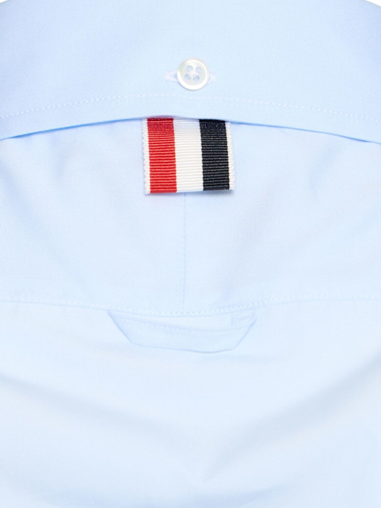 Thom Browne: Straight fit round collar cotton shirt - Light Blue - men_3 | Luisa Via Roma