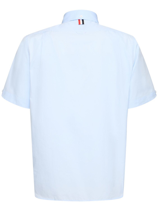 Thom Browne: Straight fit round collar cotton shirt - Light Blue - men_4 | Luisa Via Roma