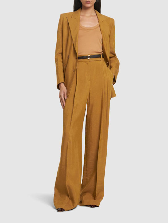 Viscose blend high waist flared pants - Thumbnail 2