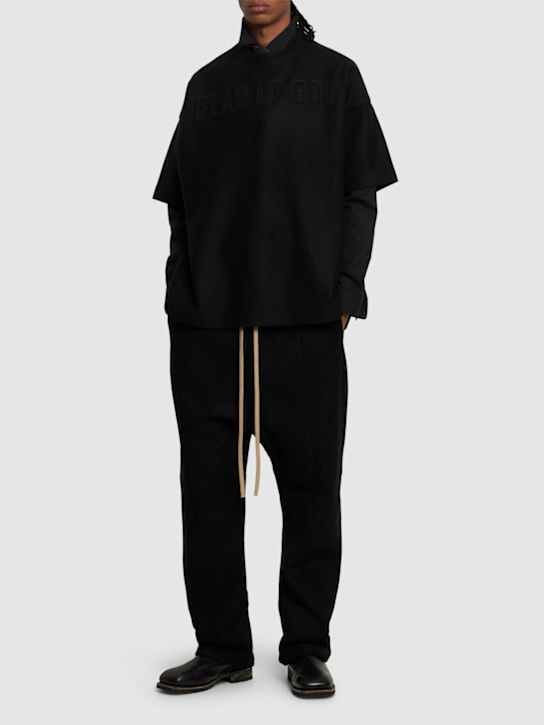 Fear of God: T-shirt in lana con logo - Nero - men_1 | Luisa Via Roma