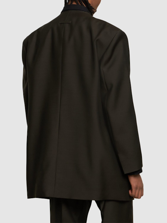 Fear of God: Relaxed lapel-less wool & silk blazer - Brown - men_2 | Luisa Via Roma