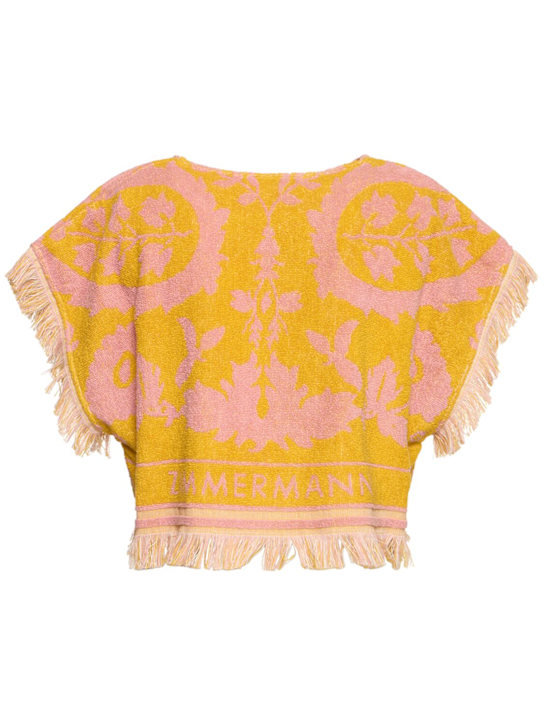 Zimmermann: Wylie法式毛圈布短款上衣 - Mustard/Pink - women_4 | Luisa Via Roma