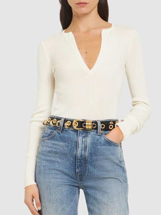 Déhanche: Revenge leather belt - Black/Gold - women_1 | Luisa Via Roma