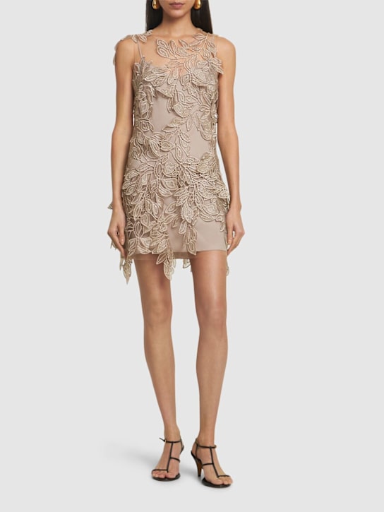 Alberta Ferretti: Sleeveless lace mini dress - women_1 | Luisa Via Roma