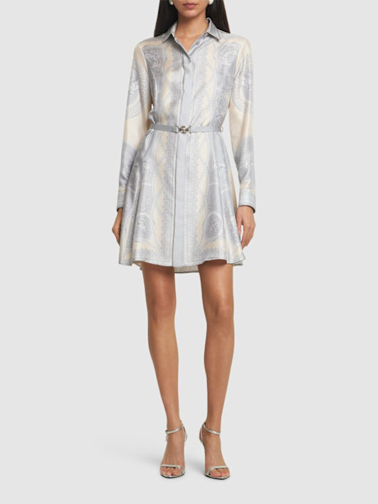 Foulard print silk twill mini dress - Thumbnail 2