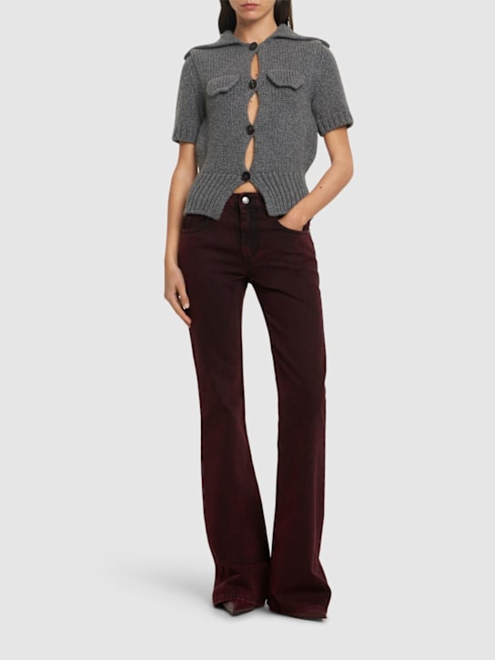 McQueen: Denim flared pants - Dark Raspberry - women_1 | Luisa Via Roma