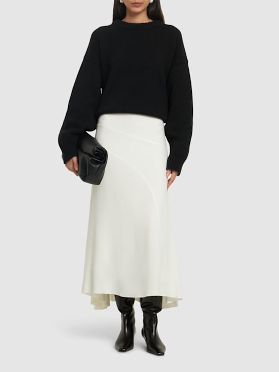 Victoria Beckham: スパイラルシームファインリブスカート - アイボリー - women_1 | Luisa Via Roma