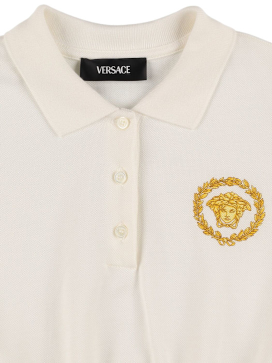 Versace: コットンピケポロワンピース - ホワイト - kids-girls_1 | Luisa Via Roma