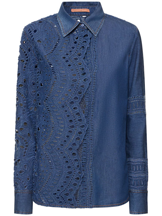 Ermanno Scervino: Camicia in denim e pizzo Sangallo - women_0 | Luisa Via Roma
