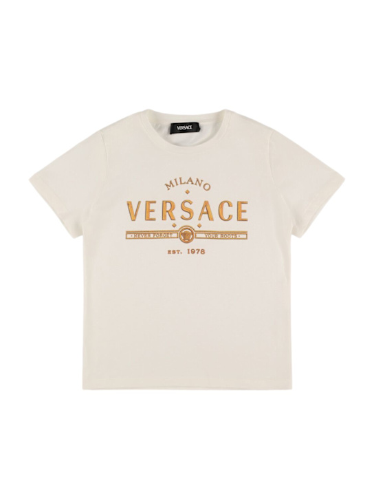 Versace: Printed cotton jersey t-shirt - kids-boys_0 | Luisa Via Roma