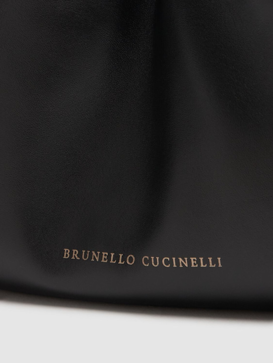 Brunello Cucinelli: Glove napa leather top handle bag - Black - women_4 | Luisa Via Roma