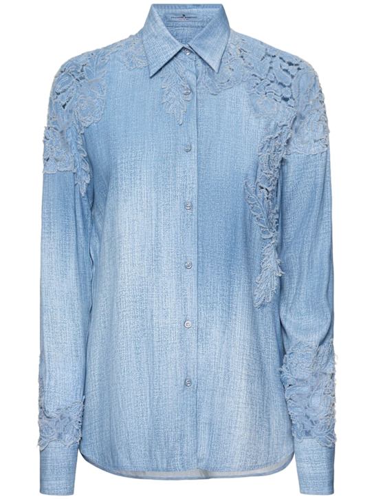 Embroidered viscose shirt - Thumbnail 1