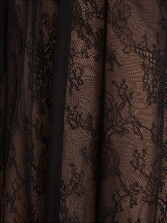 Valentino: Midikleid aus Seidenchiffon und Spitze - Schwarz - women_4 | Luisa Via Roma