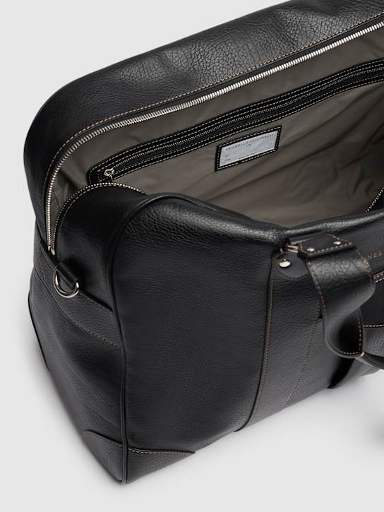 Brunello Cucinelli: Leather duffle bag - Black - men_4 | Luisa Via Roma