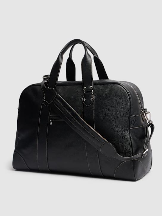 Brunello Cucinelli: Leather duffle bag - Black - men_3 | Luisa Via Roma