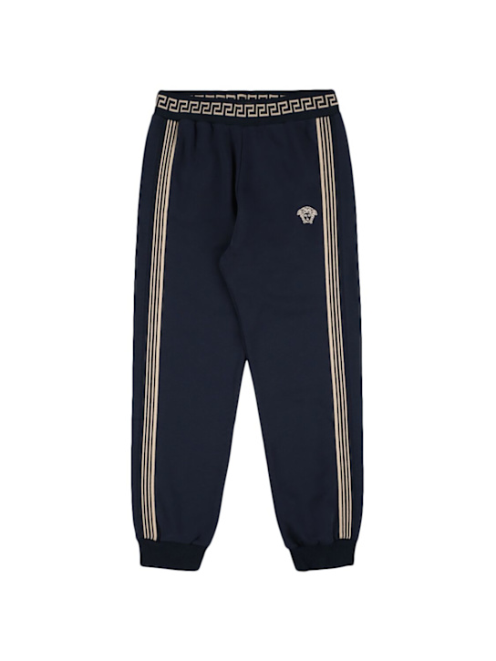 Versace: Embroidered cotton sweatpants - kids-boys_0 | Luisa Via Roma