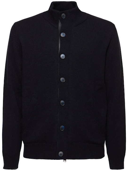 Brioni: Fine cashmere zipped cardigan - men_0 | Luisa Via Roma