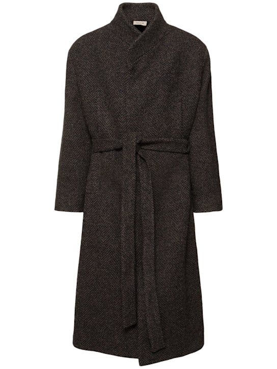 Fear of God: Stand collar chevron wool overcoat - men_0 | Luisa Via Roma