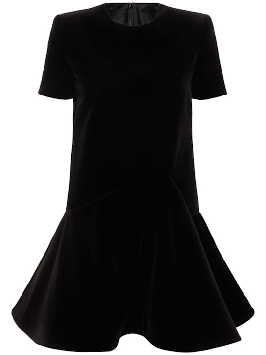 Valentino: Short sleeve velvet mini dress - women_0 | Luisa Via Roma