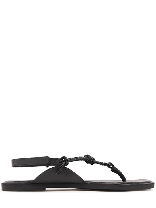 St. Agni: 10mm Woven Rope leather sandals - Black - women_0 | Luisa Via Roma