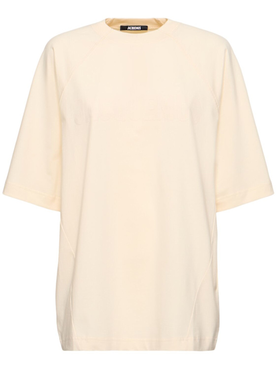 Jacquemus: Le t-shirt typo jacquemus logo T恤 - 浅米黄色 - women_0 | Luisa Via Roma