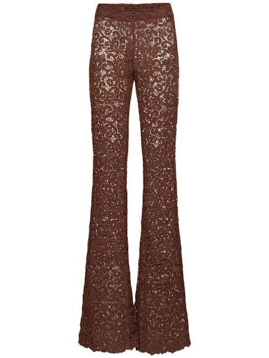 Ermanno Scervino: Cotton blend lace flared pants - women_0 | Luisa Via Roma