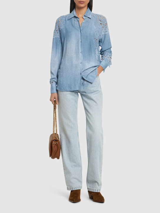 Embroidered viscose shirt - Thumbnail 2