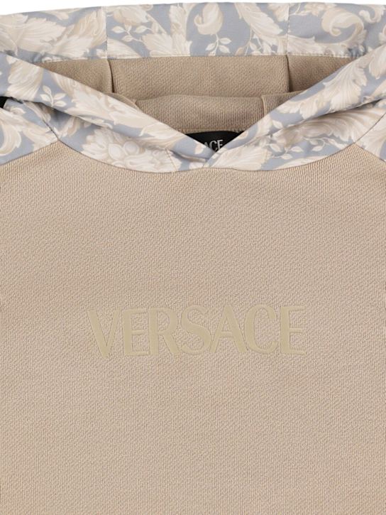 Versace: Printed cotton sweatshirt hoodie - Beige - kids-boys_1 | Luisa Via Roma