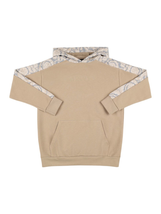 Versace: Printed cotton sweatshirt hoodie - Beige - kids-boys_0 | Luisa Via Roma