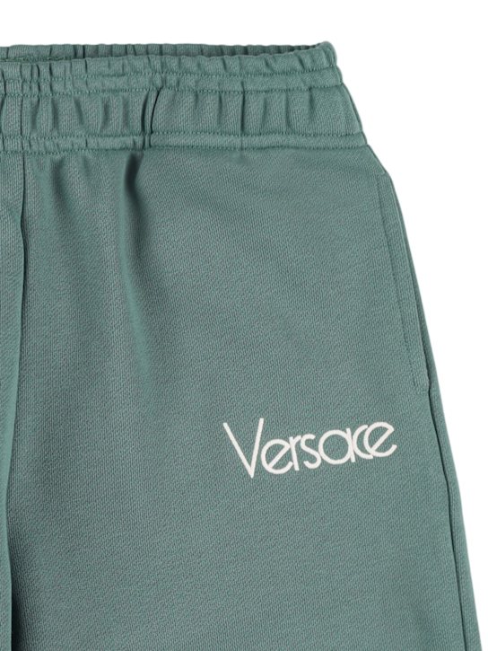 Versace: Cotton sweatpants w/logo - Green - kids-boys_1 | Luisa Via Roma