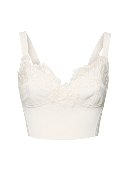 Ermanno Scervino: Embroidered knit cropped top - women_0 | Luisa Via Roma