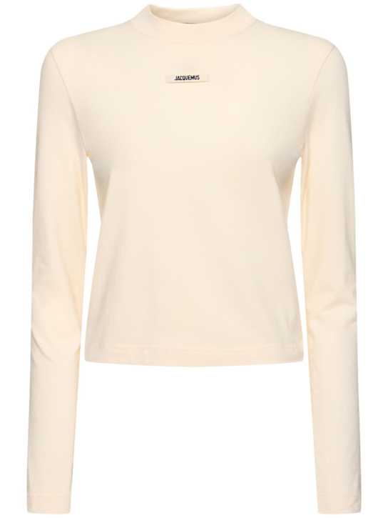 Jacquemus: Le Tshirt Gros Grain长袖T恤 - 浅米黄色 - women_0 | Luisa Via Roma
