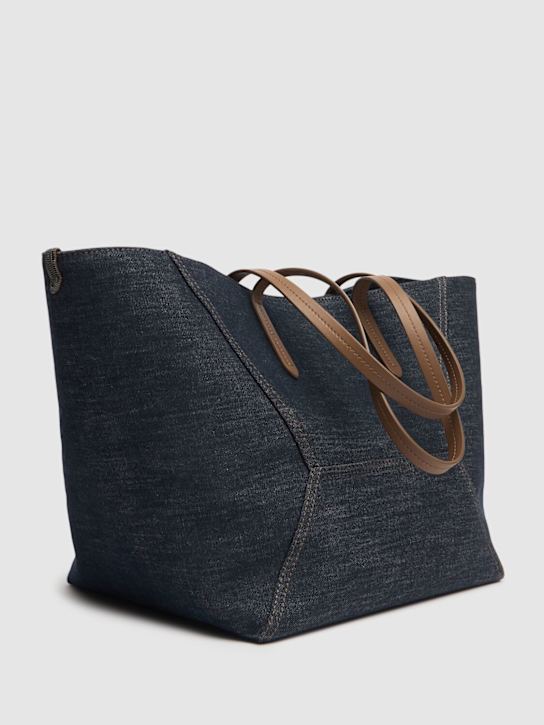 Brunello Cucinelli: No Fade canvas tote bag - Blue - women_4 | Luisa Via Roma