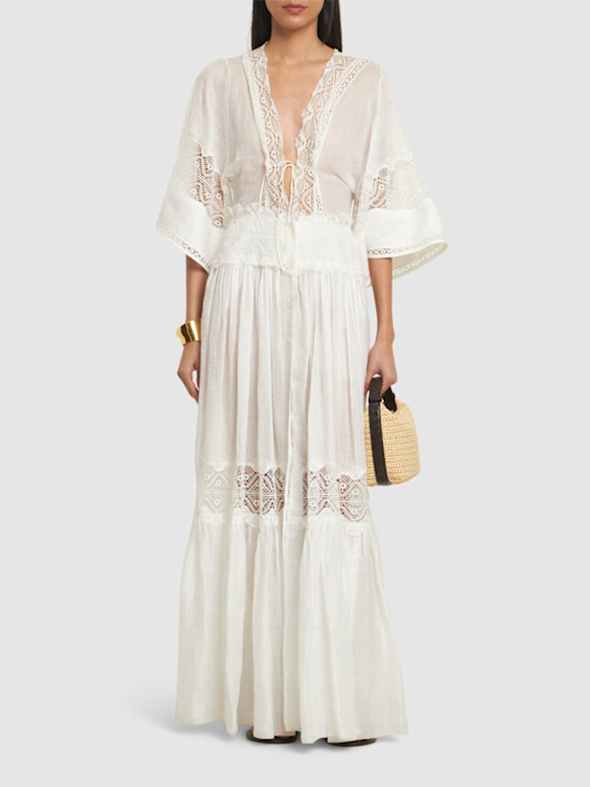 Ermanno Scervino: Embroidered silk caftan dress - women_1 | Luisa Via Roma