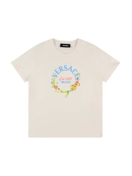 Versace: コットンジャージーTシャツ - kids-girls_0 | Luisa Via Roma
