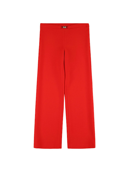 Versace: ストレッチカディパンツ - レッド - kids-girls_0 | Luisa Via Roma